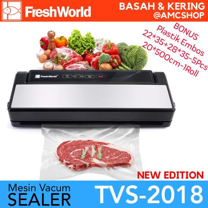 (Dapur Mamacik) FRESH WORLD TVS-2018 Mesin Vacuum Sealer Komersial Vacum (Bisa Basah) - TVS-2018