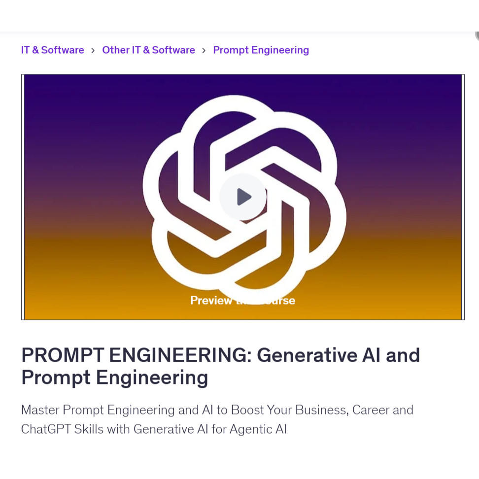 Ai Prompt Video Course- PROMPT ENGINEERING+AI Prompt Engineering+ChatGPT+Gen AI | Learn AI Prompt Vi