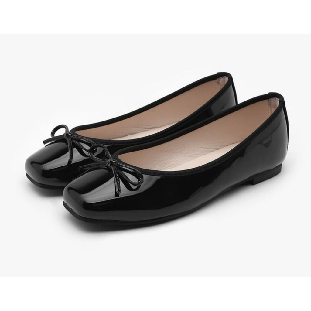 Sepatu Flat Wanita Sappun Erino Enamel Ribbon Flats (1cm) Black