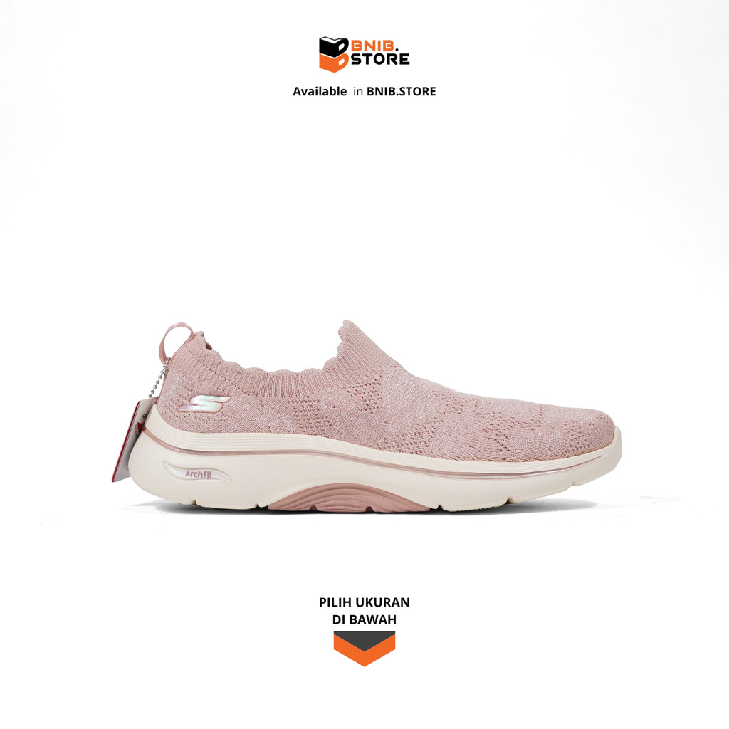 Sepatu Sneakers Slip On Wanita Skechers Go Walk Arch Fit 2.0 Mauve [125329MVE] Original