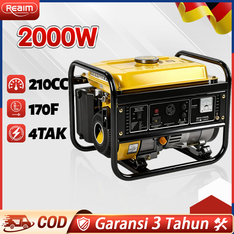 PROMO Reaim Mesin Genset Power Pembangkit Listrik 2000 Watt 210CC Genset Portable Genset Mini Portab