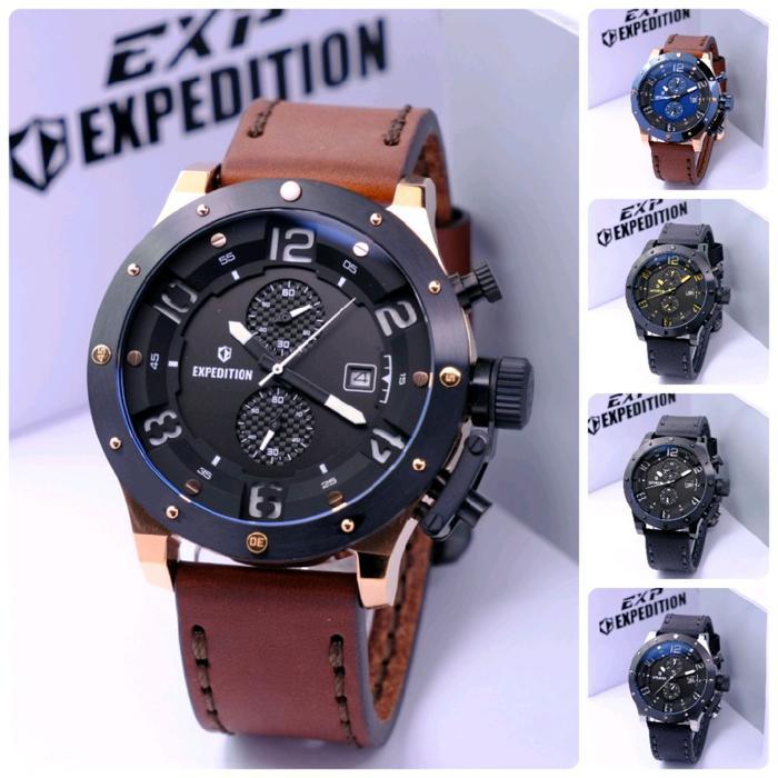 JAM TANGAN PRIA EXPEDITION E6381 / E 6381 CHRONO TALI KULIT. ORIGINAL