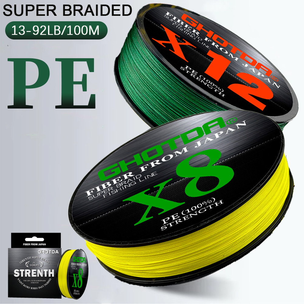 GHOTDA 100M Braid PE Fishing Line 8 Strand 12 Strands 0.6#-6.0# Far Casting Distance Super Strong  1