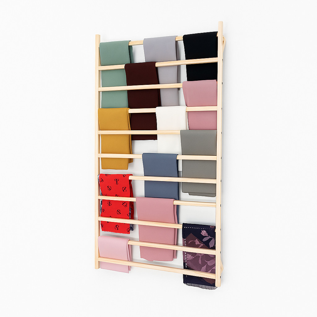 Gantungan Jilbab Kayu Aesthetic Ladder Hanger Rak Kerudung Tempat Gantungan Hijab Besar Multipungsi