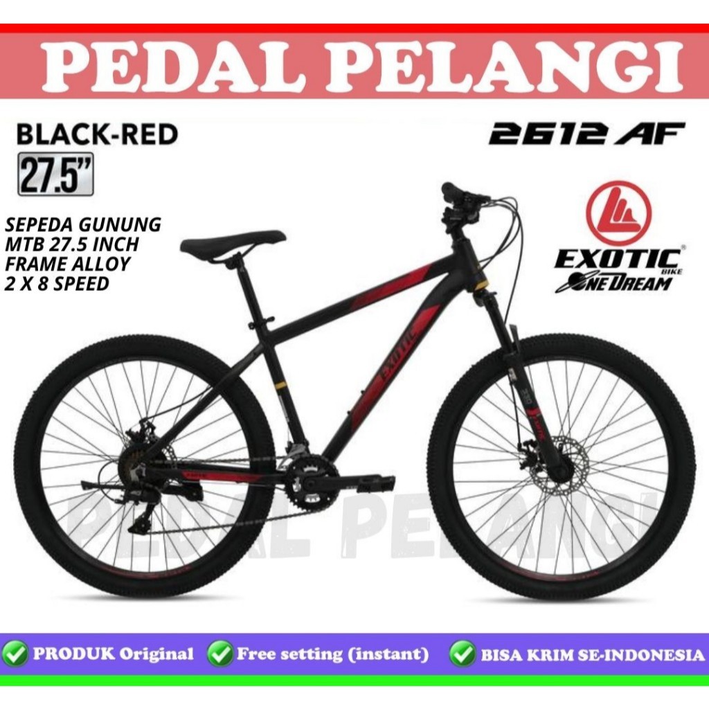 Sepeda Gunung Exotic 2612 AF AH 27,5 Inch Frame Alloy 2x8 Speed Cakram Disk