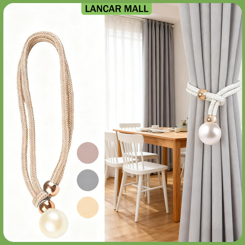 2 PCS Tasel Mutiara Pengikat Hordeng Gorden - Lembut Anti Gosok Kain, Mudah Ditempel - Untuk Gorden 