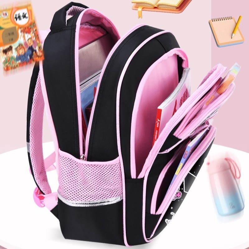 New Kuromi Trolley School Bag Melody Girls Trolley Bag Stationery Storage 2 Wheels6 Wheels Telescopi