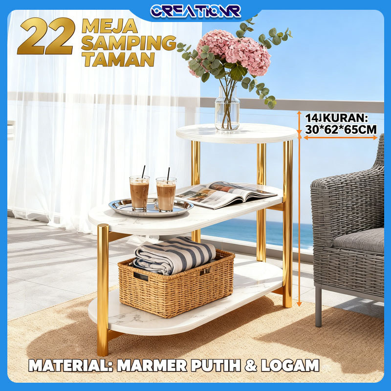 MEJA TUMPANG BUNDAR MINIMALIS - Meja Tamu & Buffet Marmer Mewah, Desain Ringan Multifungsi Untuk Rua