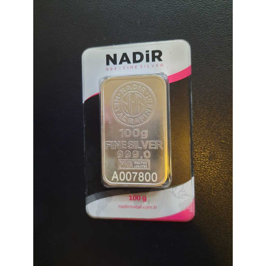 PERAK BATANGAN NADIR TURKI 100 GRAM GR FINE SILVER BAR LBMA (TES)