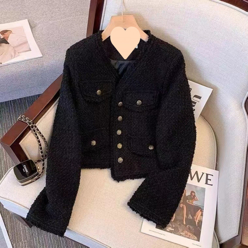 Jaket Gaya Chanel Putih Kerah Pendek Prancis