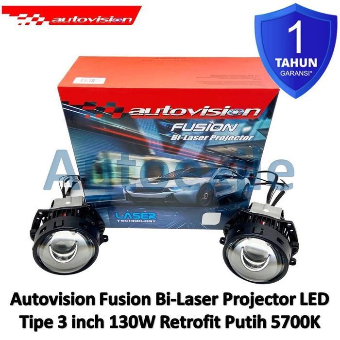 Autovision Bi Laser Projector Fusion 3inch 130W Putih 5700K Retrofit LED Bilaser Projie Projektor Or