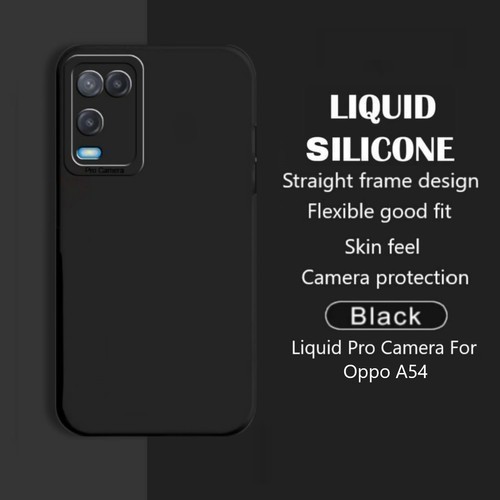 Case Oppo A54 Black Matte Softcase Hitam Polos Liquid Silicone Pro Camera