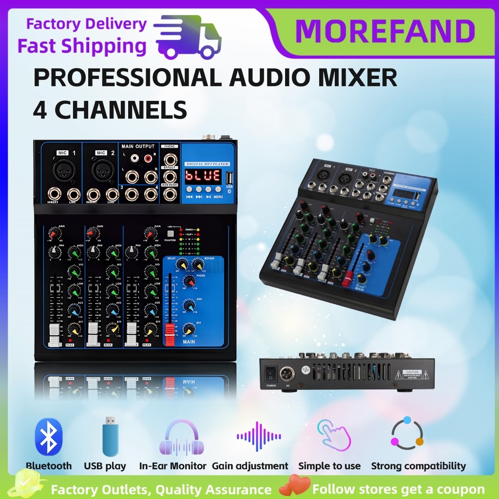 4 inch MIXER AUDIO mixer profesional 4-channe mixer Penguat sinyal USB Penguat KTV Penguat MIXER MIN