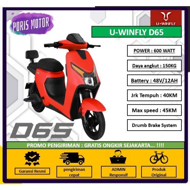PROMO SEPEDA LISTRIK U-WINFLY D65 GARANSI RESMI UWINLFY