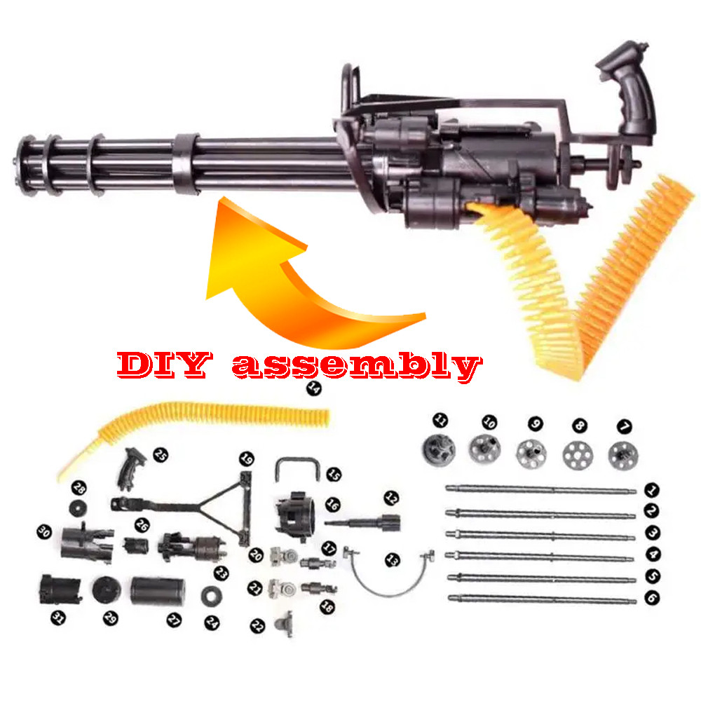 DIY Assembly Toys 1:6 1/6 Scale 12 Inch Action Figures M134 Gatling Belt Minigun Machine Terminator 