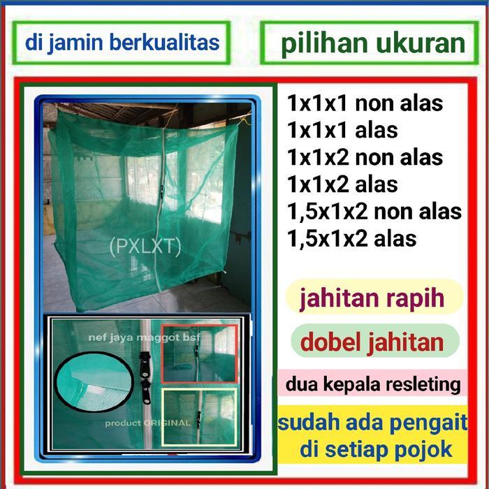 PROMO  kandang lalat bsf , kandang maggot bsf, jaring kasa hijau - 1x1x1 pakai alas
