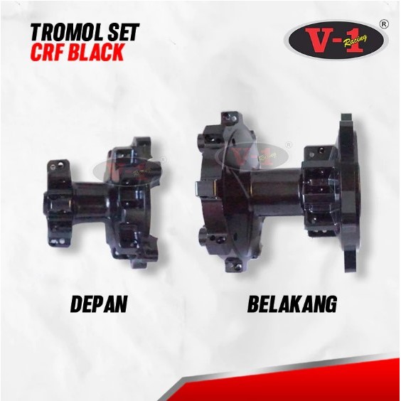 Tromol CRF SET Depan Belakang V1 RACING Hole 36 Warna Hitam