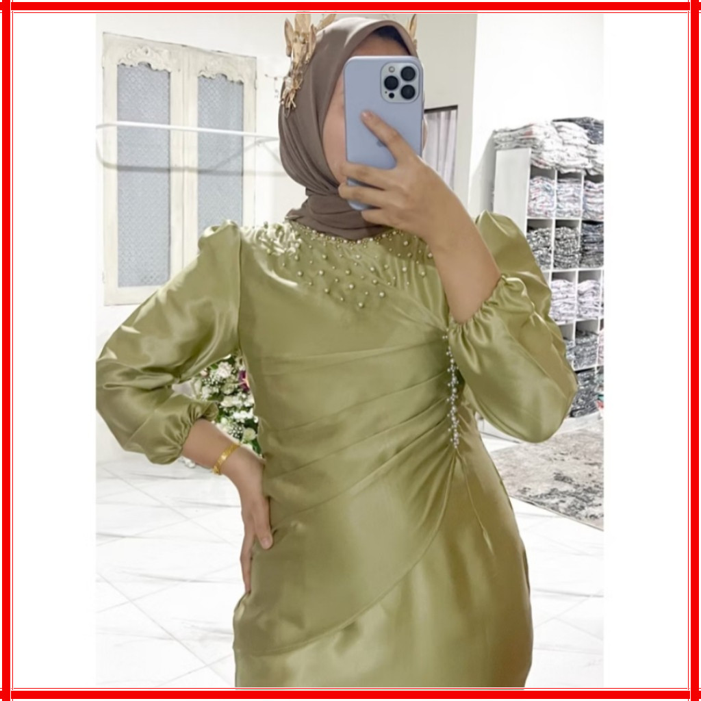 PROMO Vina Dress Kondangan Viral Gaun Kondangan Rok Duyung Gaun Pesta Moderen Dress Satin Mermaid Dr
