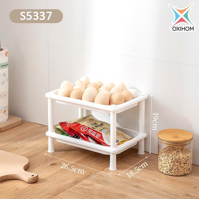 Oxihom Rak Dapur Rak Susun Plastik Rak Bumbu Rak Kamar Mandi Rak Plastik - S5337 Putih 2 Susun