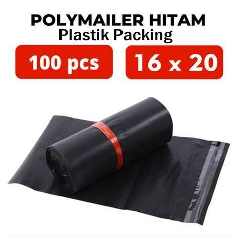 Plastik Polymailer Hitam SF 16x20 – Kantong Packing Paket Ringan & Kecil