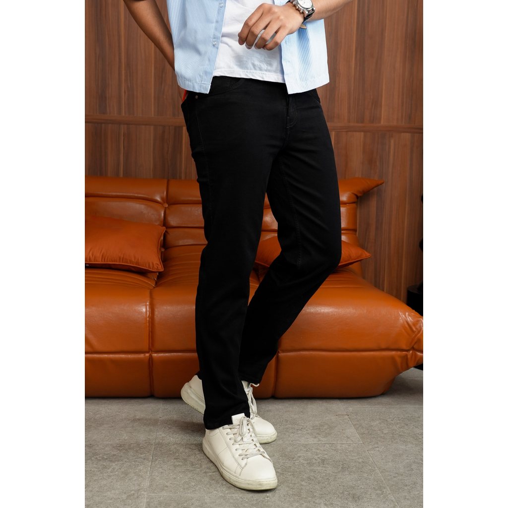 FOREX Celana Jeans Pria Hitam Polos Regular Fit DLRS3635