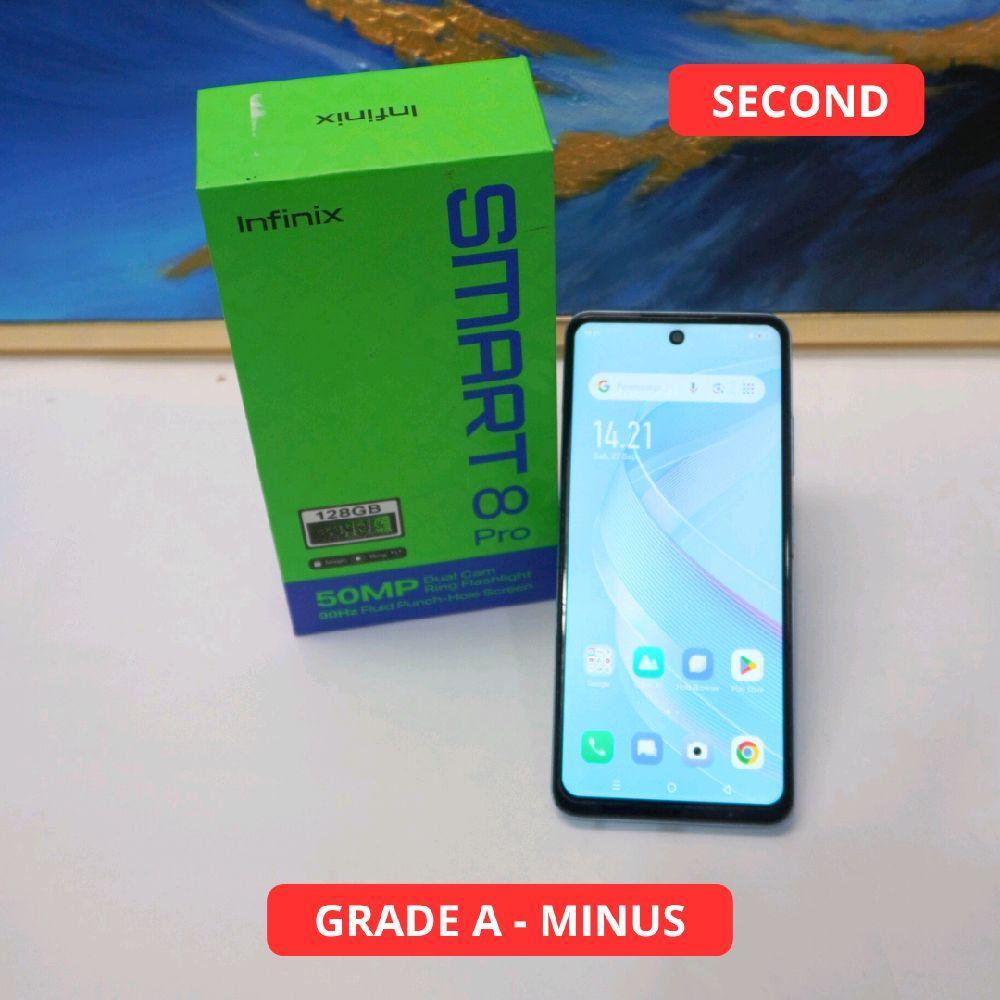 INFINIX SMART 8 PRO 8/128 GB GRADE A - MINUS HP SECOND ORIGINAL SINAR MUTIARA CELL (54347)