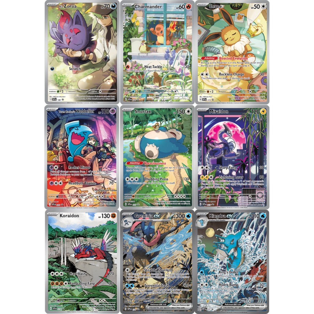 9Pcs PTCG Pokemon Cards SV Scarlet Violet Promo Card Holo Rare Battle Snorlax armander Wobbuffet Eev