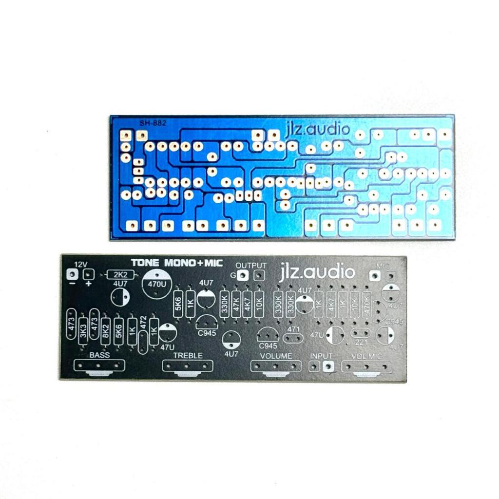 PCB TONE CONTROL MONO PLUS MIC BASS TREBLE VOLUME 4 POTENSIO