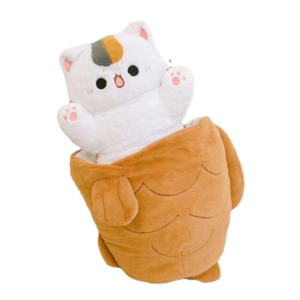 Cute 30/40cm Taiyaki Cat Plush Toy Lovely Creative Stuffed Animal Home Decor Fish Plush Throw Pillow