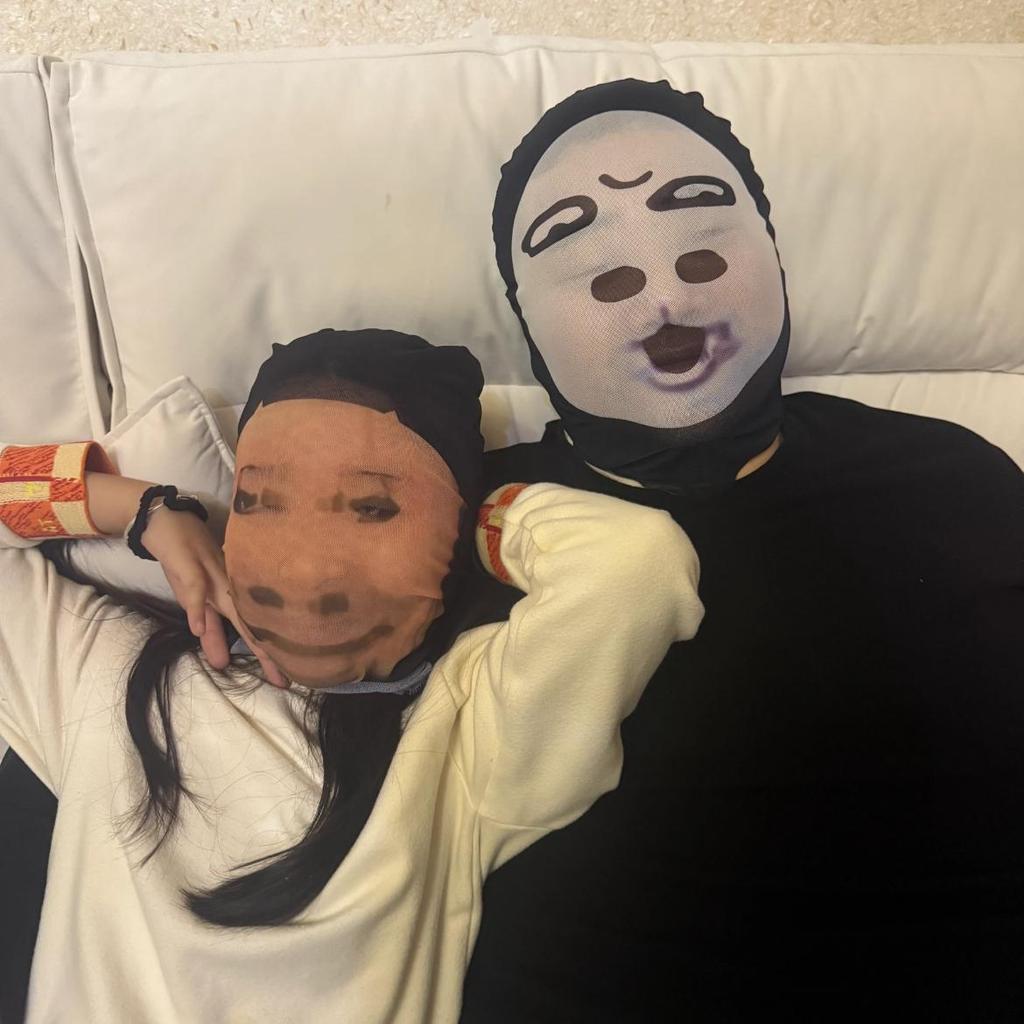 Topeng 3d Manusia Masker Motor face joker Pelindung Sinar Matahari Topeng Lucu Wajah Nyata-Headwear 