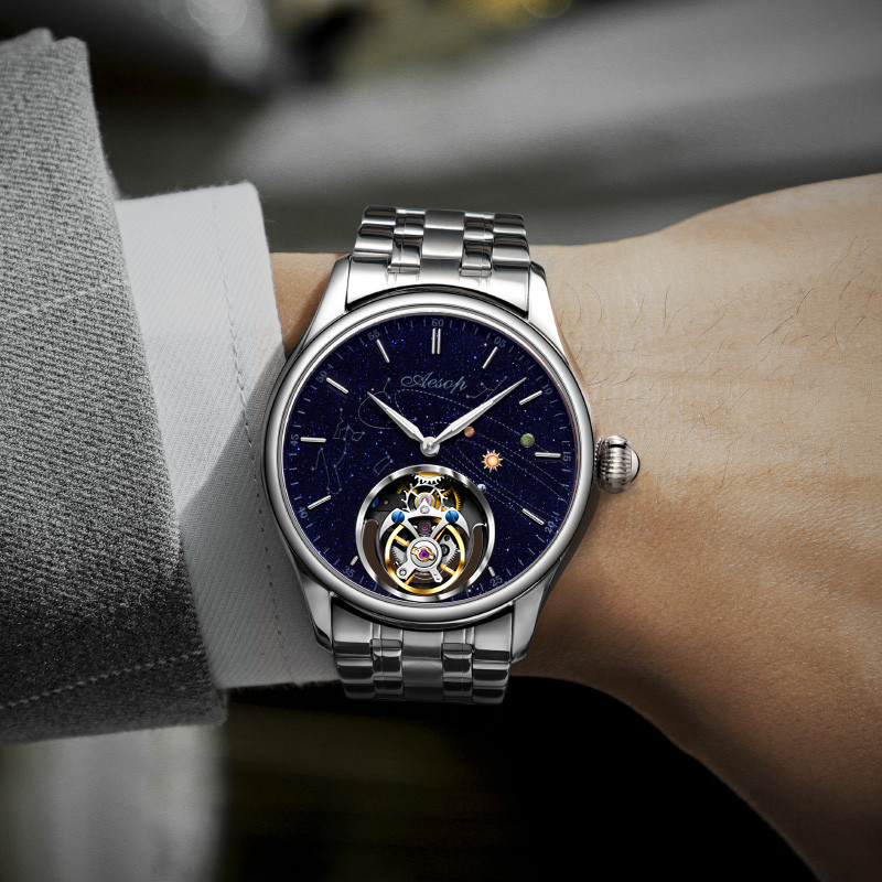 AESOP Original Flying Tourbillon Watches for Men Mechanical Skeleton Tourbillon Movement Fashion Wri
