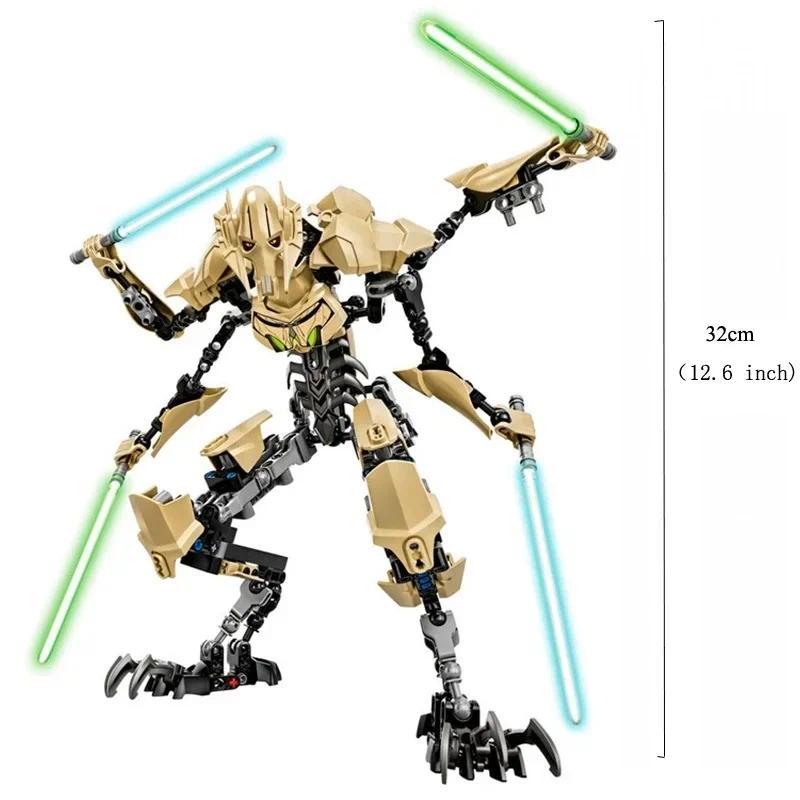 32cm Ksz714 Star Toy Anime General Robot Grievous With Lightsaber Hilt Combat Wea Model Building Blo