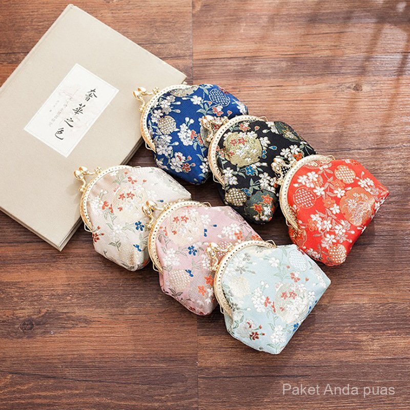 Women's Vintage Jacquard Brocade Coin Purse Lipstick Storage Bag