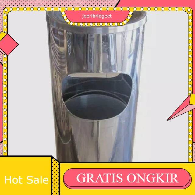 Tong sampah stainless / tempat sampah stainless / tong sampah asbak rokok