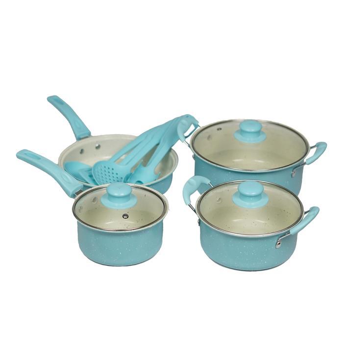 promo  -BAYAR DIRUMAH Panci Set Warna 13 Pcs Perlengkapan Masak Lengkap TERMURAH - biru