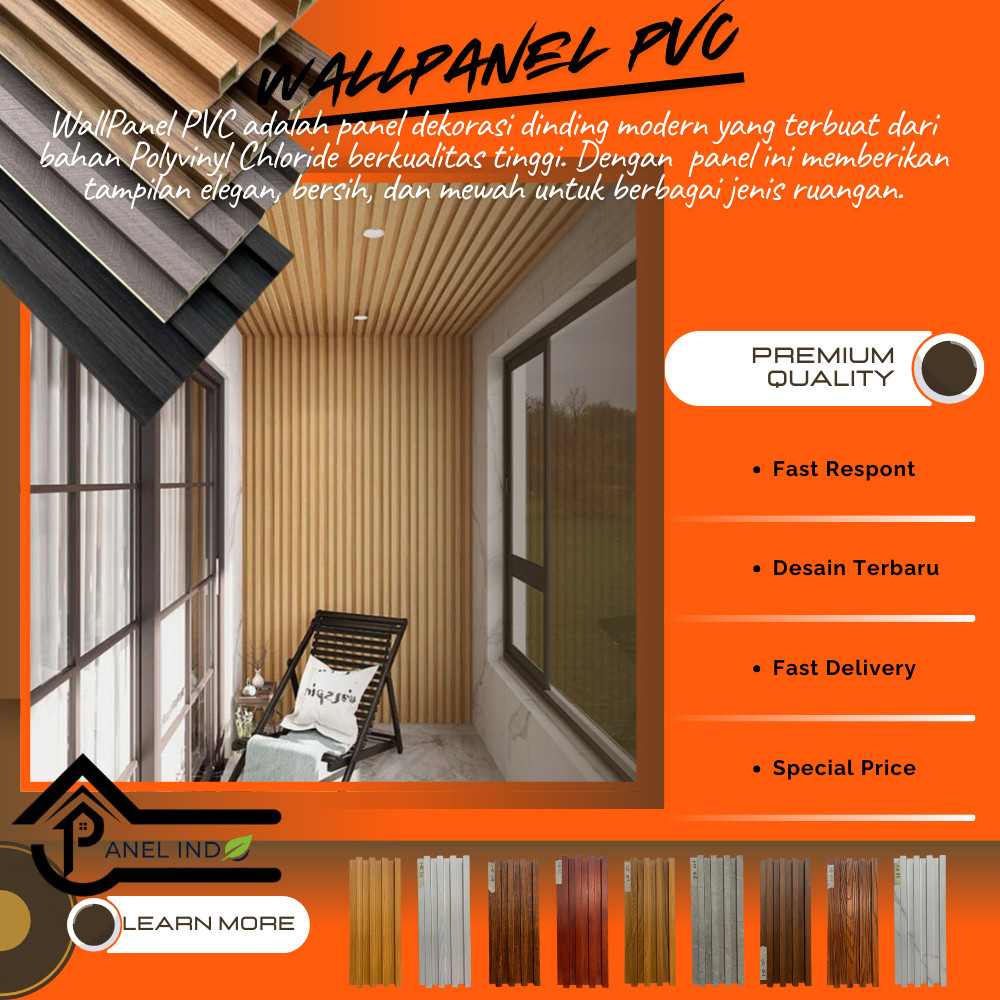 Panel Indo ( INSTANT BANDUNG )  WallPanel PVC / WPC 3 Meter  Bahan Premium