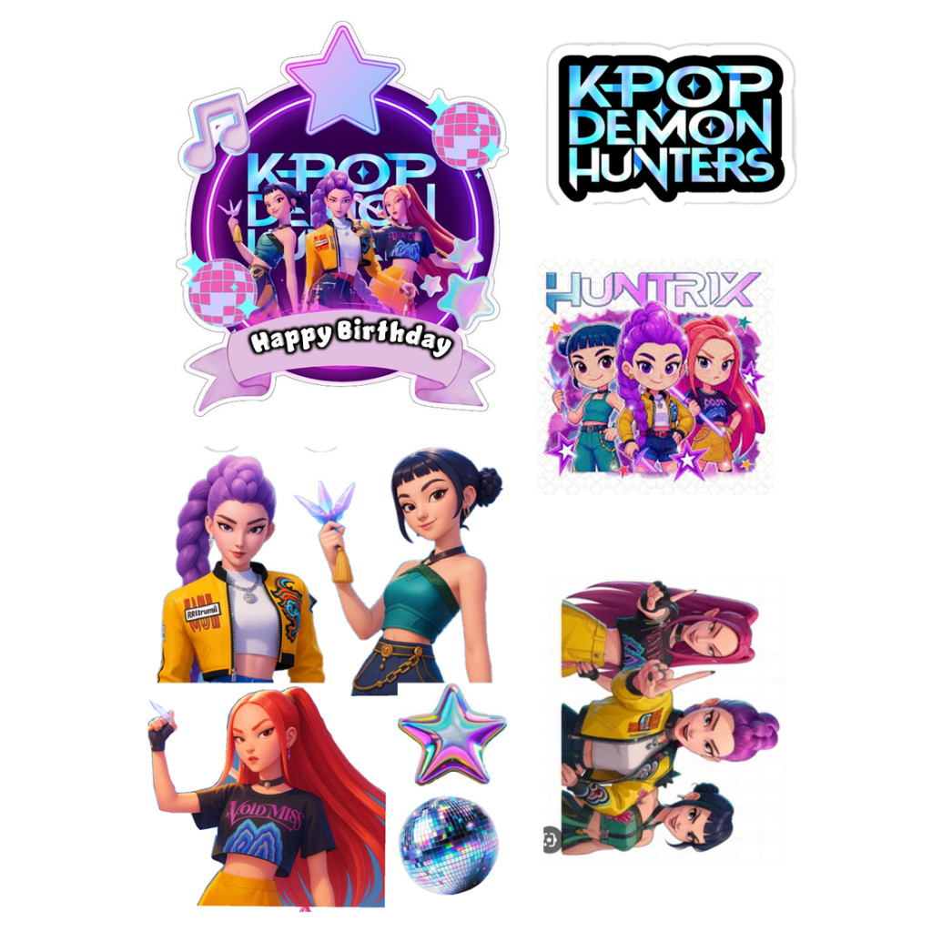 Kpop Demon Hunter Cake Topper Kertas Glossy | Topper KPOP DEMON HUNTER Custom Nama