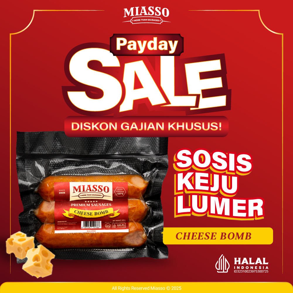 [ Promo ][TERLARIS] MIASSO - Cheese Bomb | Premium Sausages | Sosis Keju Halal Frozen Food