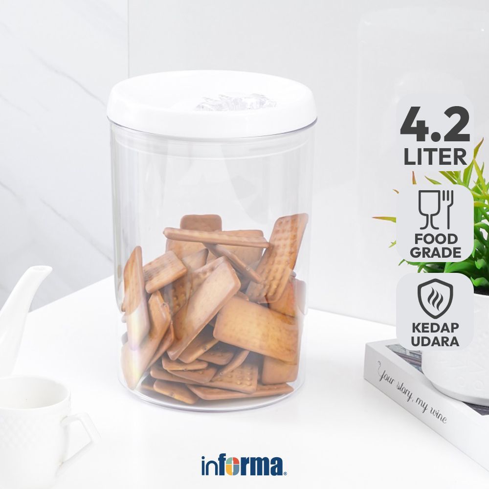 Informa Felli 4.2 ltr Stoples Flip Tite Round Jar Tempat Simpan Snack Dan Permen Setoples Toples Ser