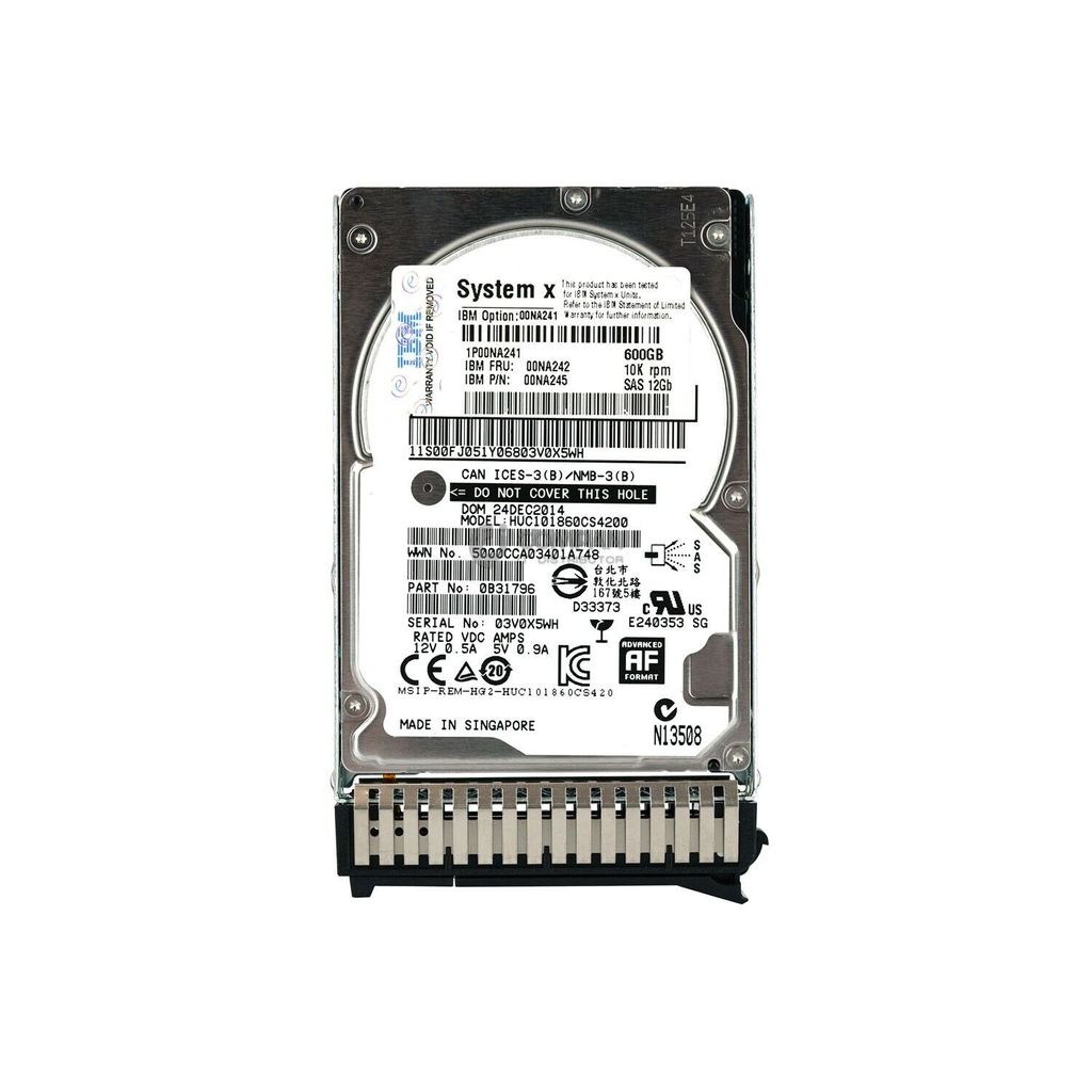 For IBM Hard sk X3650 X3550 X3500 M5 00NA241 00NA242 600G 10K SAS 2.5" Hard drive NEW