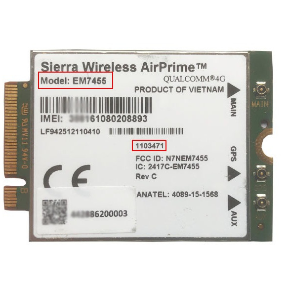 Sierra Wireless AirPrime  EM7455 4G LTE Cat6 M2 Module 1103471 1103184 FDDTDD LTE NGFF MODULE