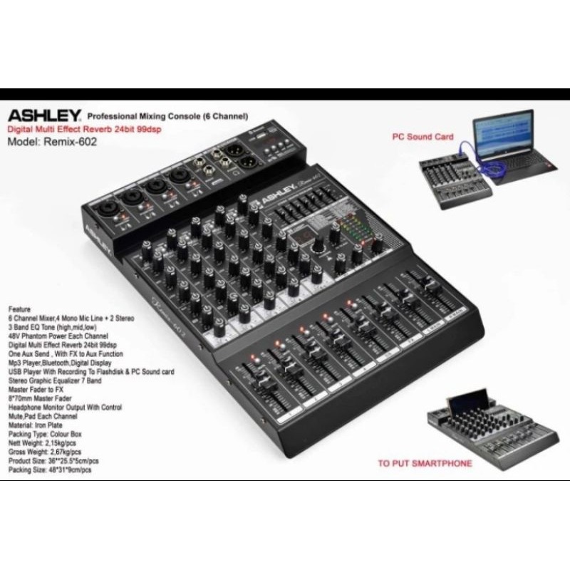 mixer audio Ashley remix 602 ada equalizer original