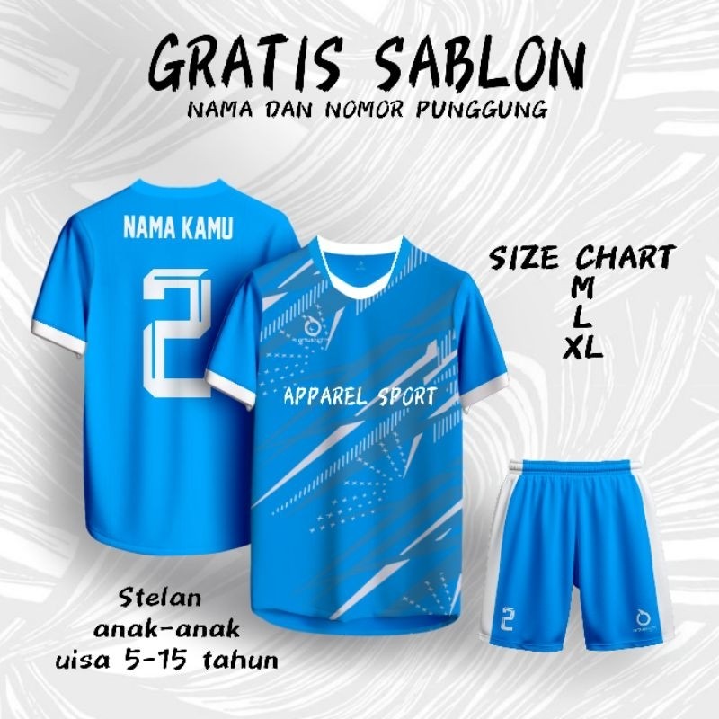 baju futsal anak gratis sablon nama setelan anak 1 set baju celana outdoor olahraga cewek dan cowok