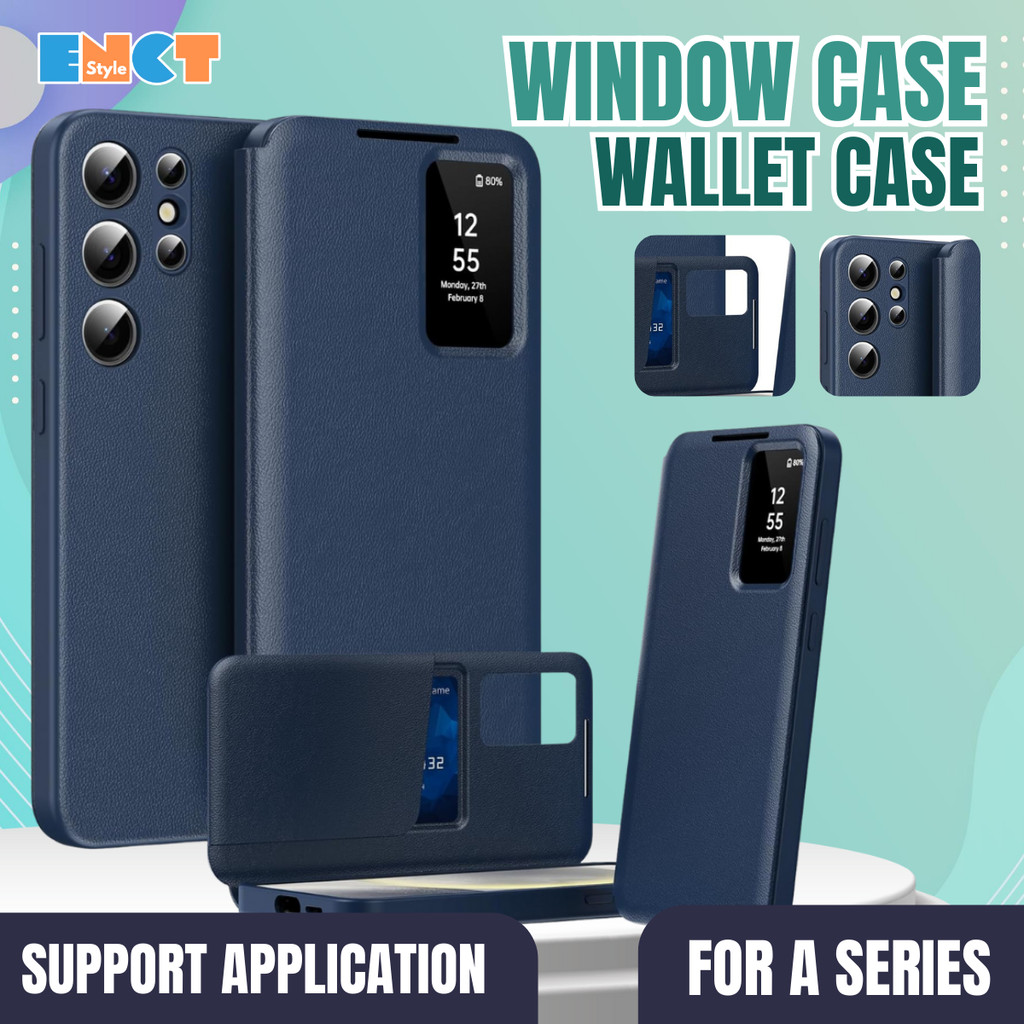 Case Smart View Wallet Samsung Galaxy A56 A55 5G Leather Flip Cover Window Premium