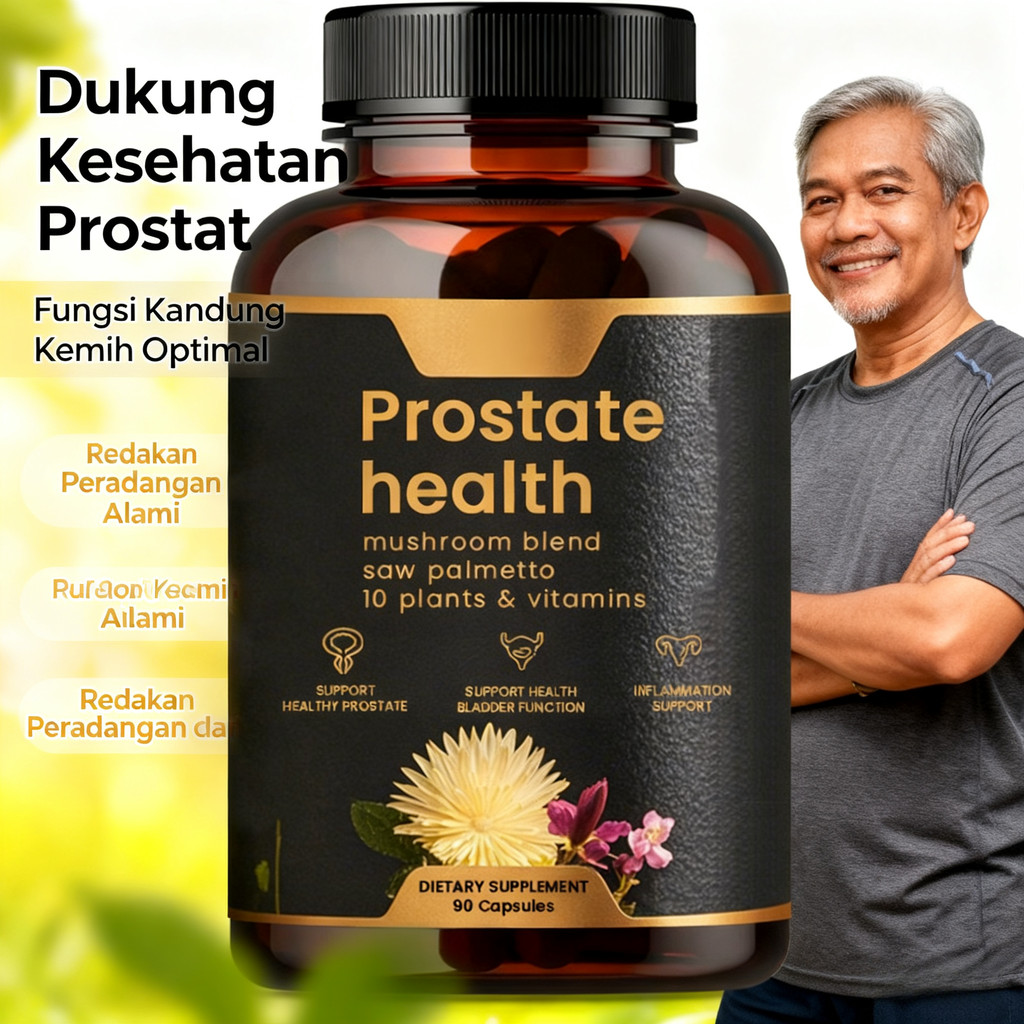 Suplemen Prostat Mushroom Blend Saw Palmetto 10 Herbal & Vitamin 90 Kapsul