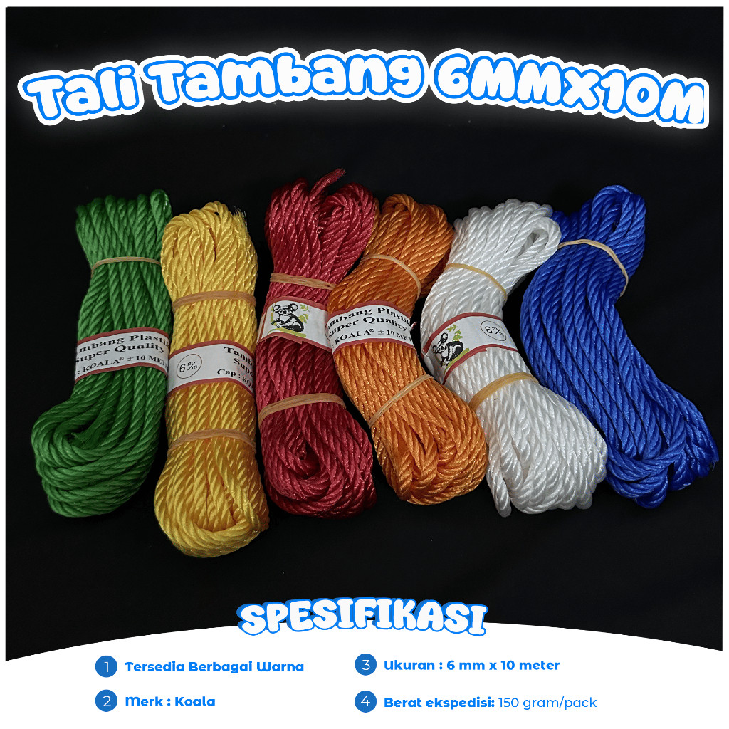 Tali Tambang KOALA 6 mm / Tali Nylon / Tambang Nilon / Tali Tambang Plastik [10 Meter]