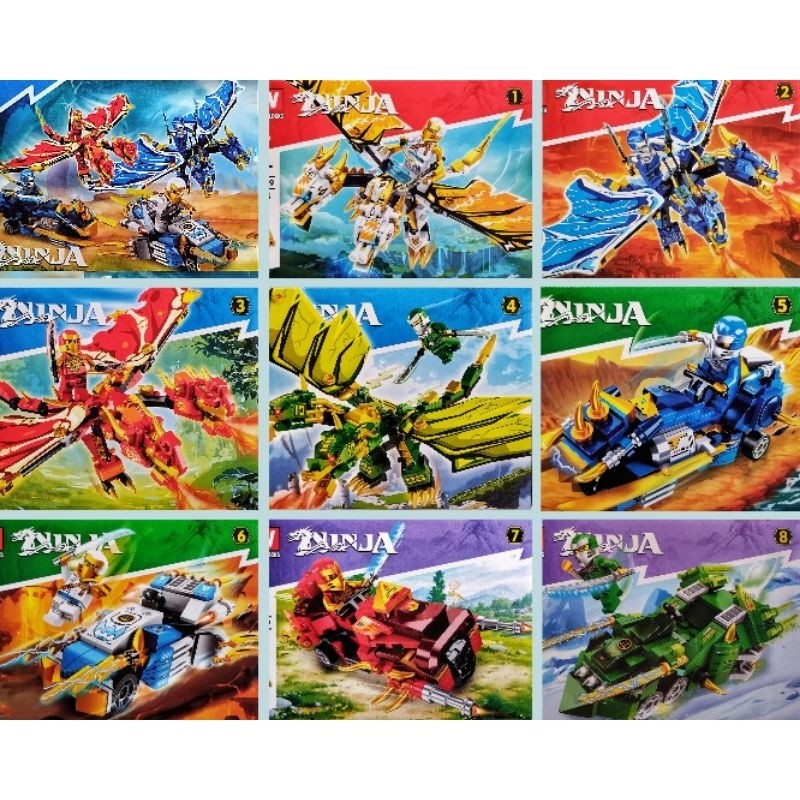 new galaxy yoys mainan ninjago dan naga dragon berkepala dua bersayap keren / mobil tempur + ninja f