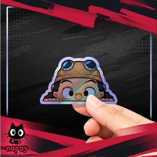 Stiker Hologram Anime One Piece Usopp Chibi Ngintip