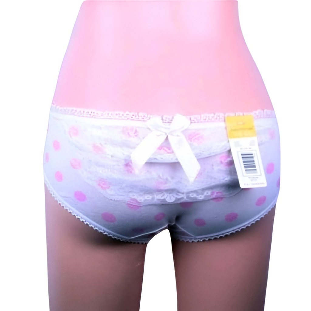 Double Renda Celana Dalam CD Wanita Cewek Katun Seksi Full Polkadot Pita Cute USA Polo Import Murah
