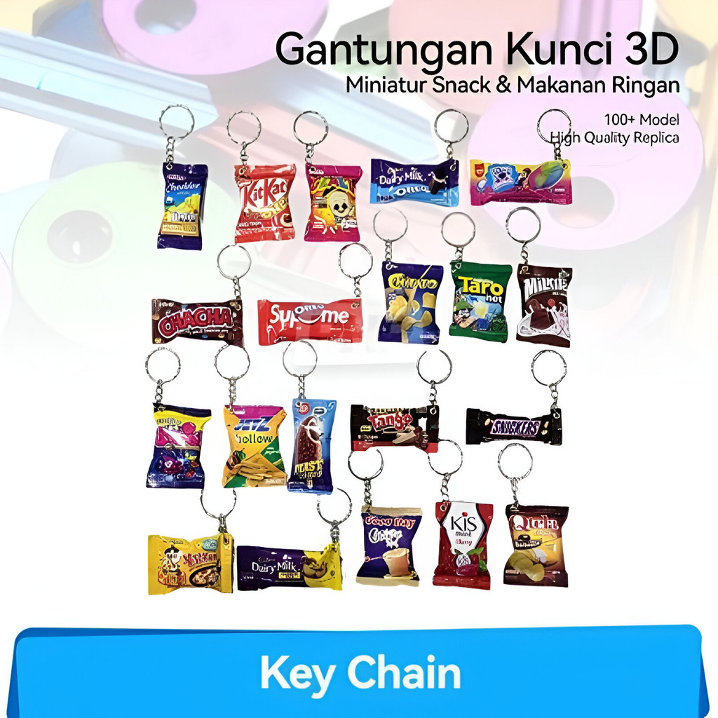 Gantungan Kunci Snack Makanan Motor Mobil Lucu Souvenir Bentuk Snack
